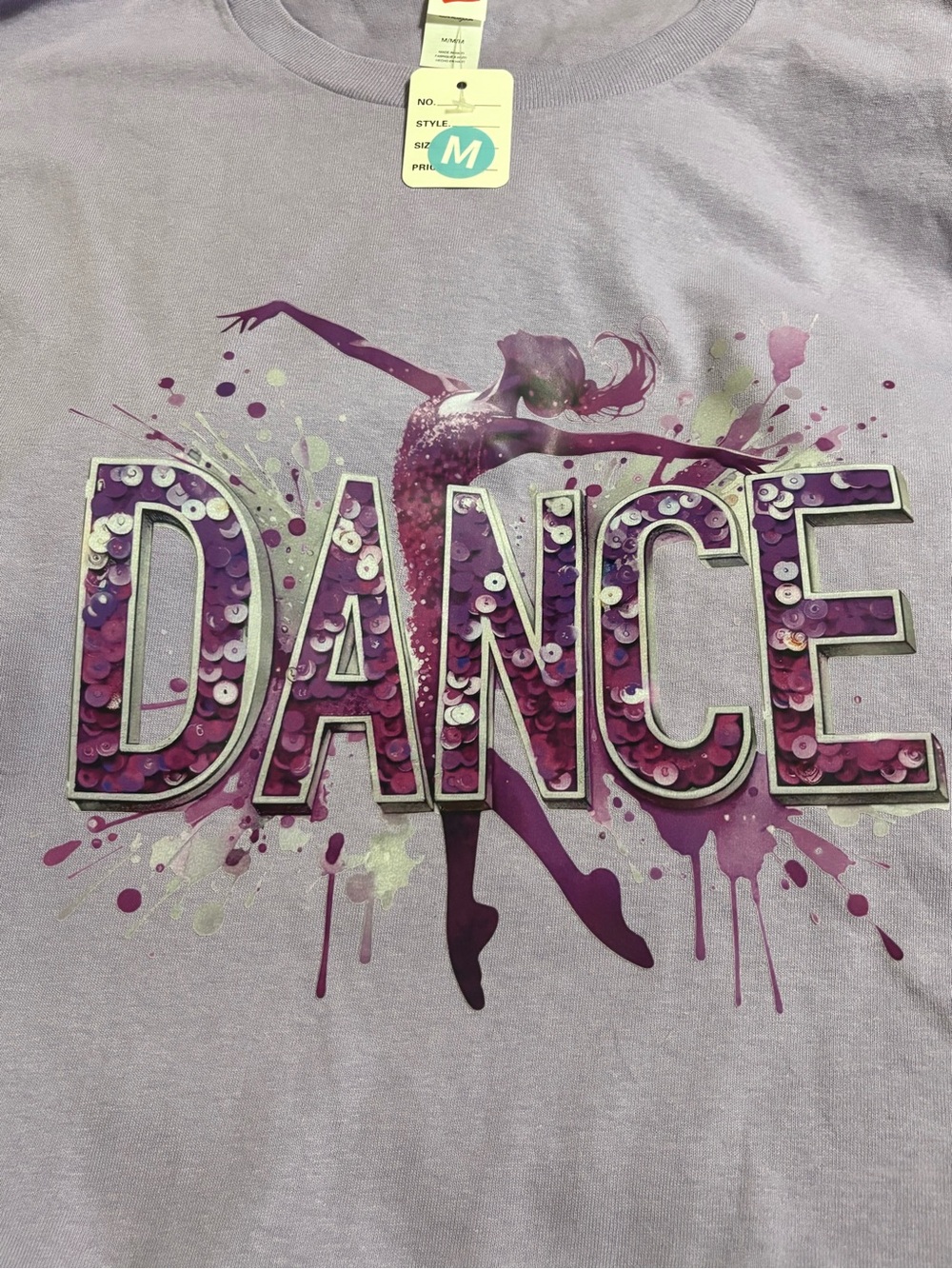 NEW Dance Sequin Graphic Tee - Lavender  - Medium